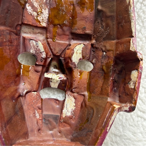 Aztec Mayan Mosaic muave black abalone burial death mask decor on stand 8.5" - Picture 13 of 15